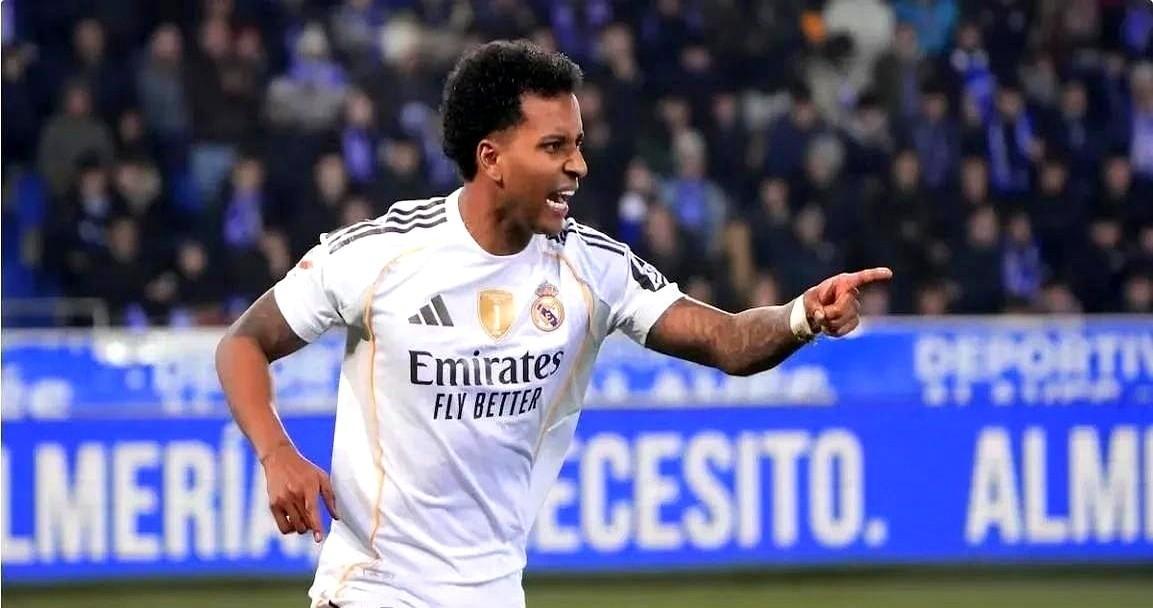 皇马2-0赢球，安切洛蒂却在更衣室发了火。
因为全队只有罗德里戈在踢球。
他的跑