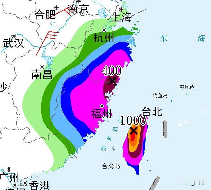 大家说，巴威这破坏力是不是超强，看着这气象图，就很吓人！局部达到了1000，什么