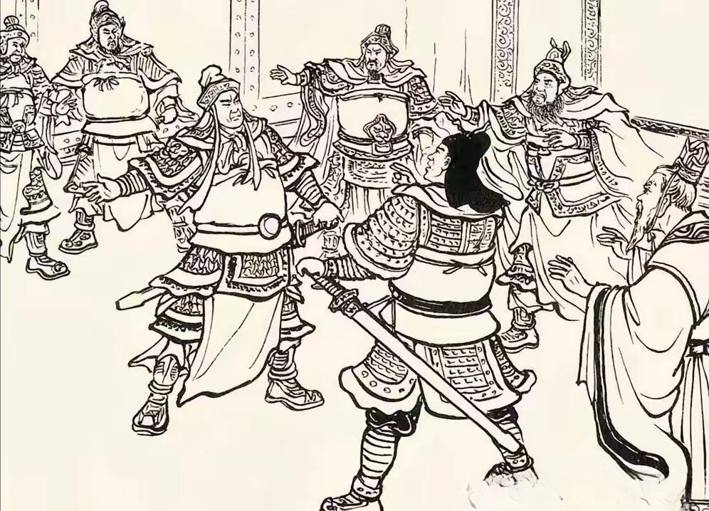 二将争功。帐内正议战事，一将拍着胸脯声若雷霆说：“吾久经战阵，水陆两栖...