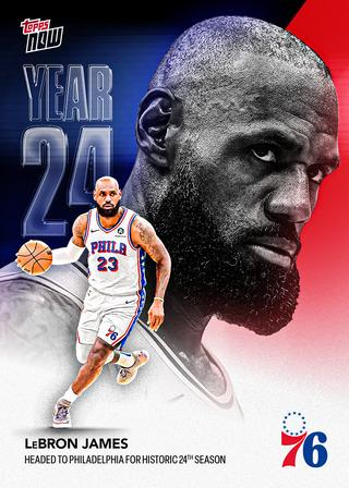 詹姆斯签约加盟 76 人后发行的首张 Topps Now 球星卡，创下该系列历史