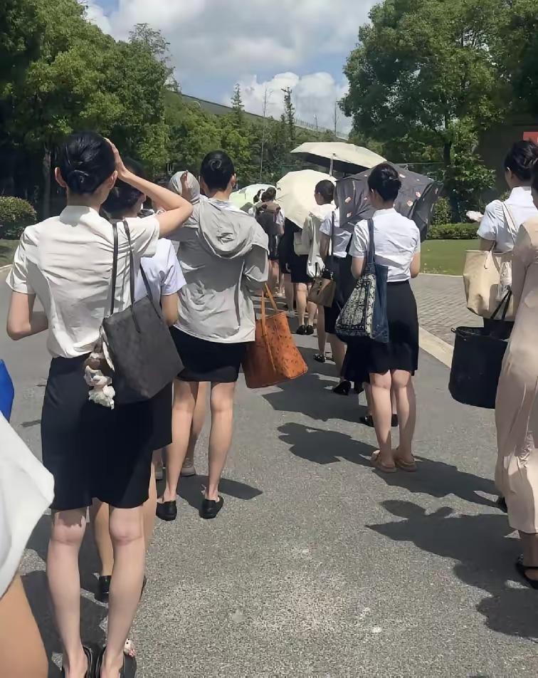 航空公司空乘招聘现场，不知道这是有多少岗位，但是现场应聘者可以说是人山人海，图中