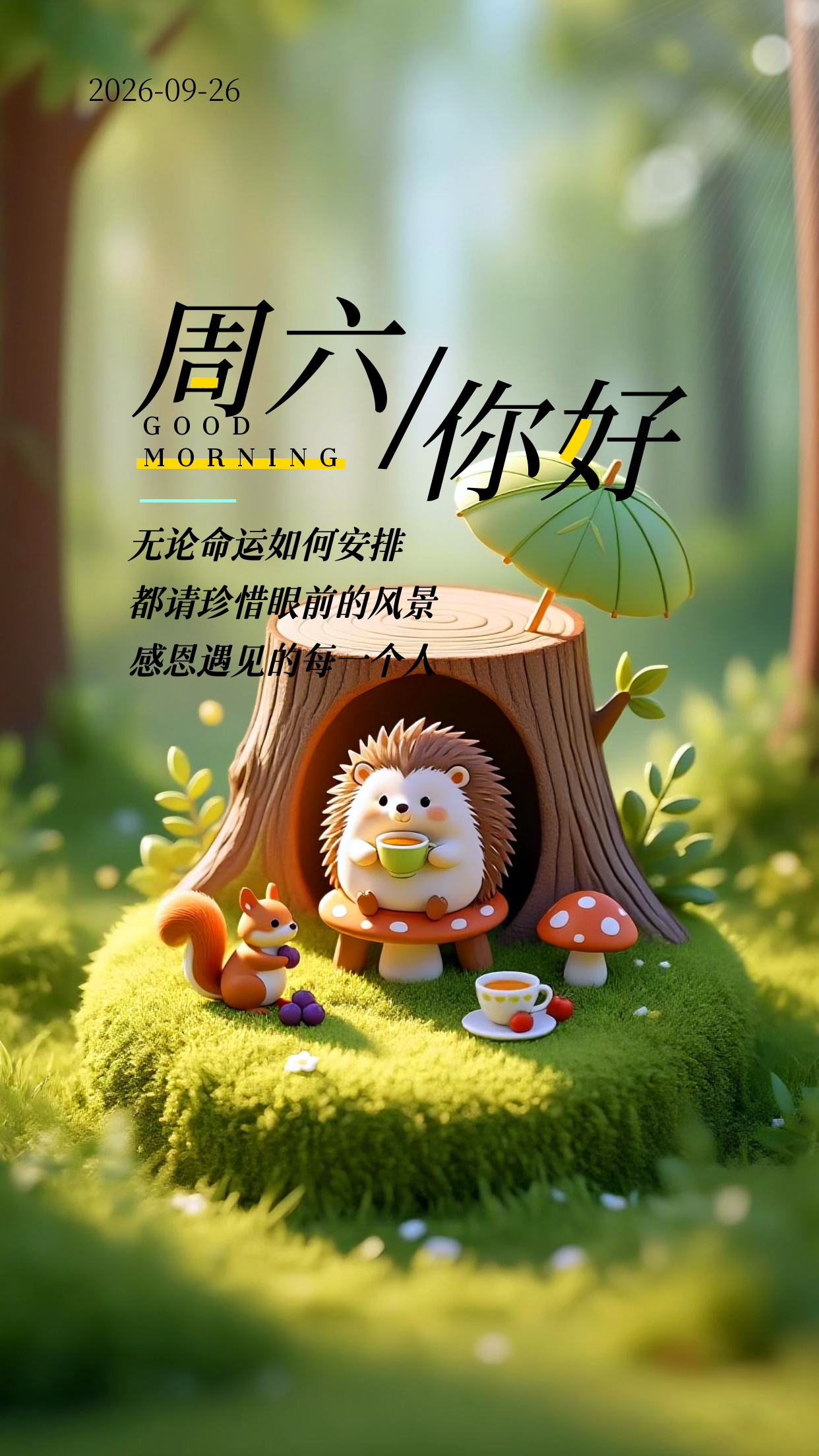 2026.9.26周六早安祝福图片海报壁纸拿图吱一声噢～ 
