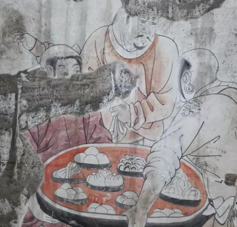 看来辽朝人也喜欢吃包子啊！壁画发现于内蒙古赤峰巴林左旗查干哈达苏木阿鲁召噶查附近