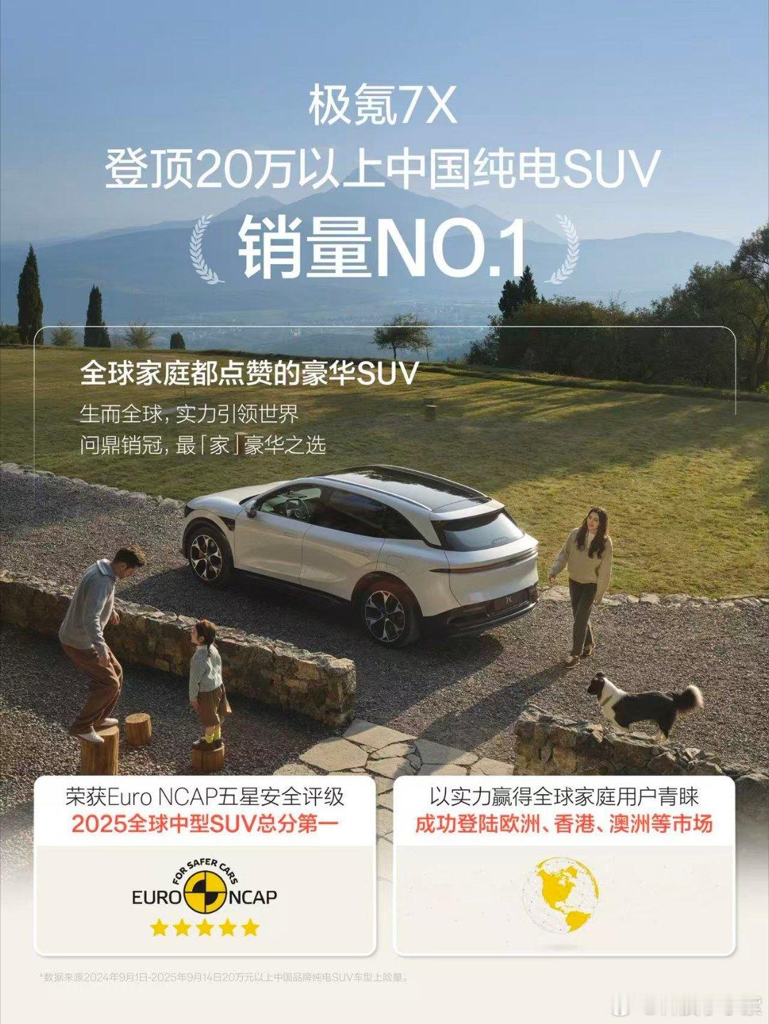 极氪7X自去年9月上市以来稳居中国品牌20万以上纯电SUV销量冠军，持续领跑细分