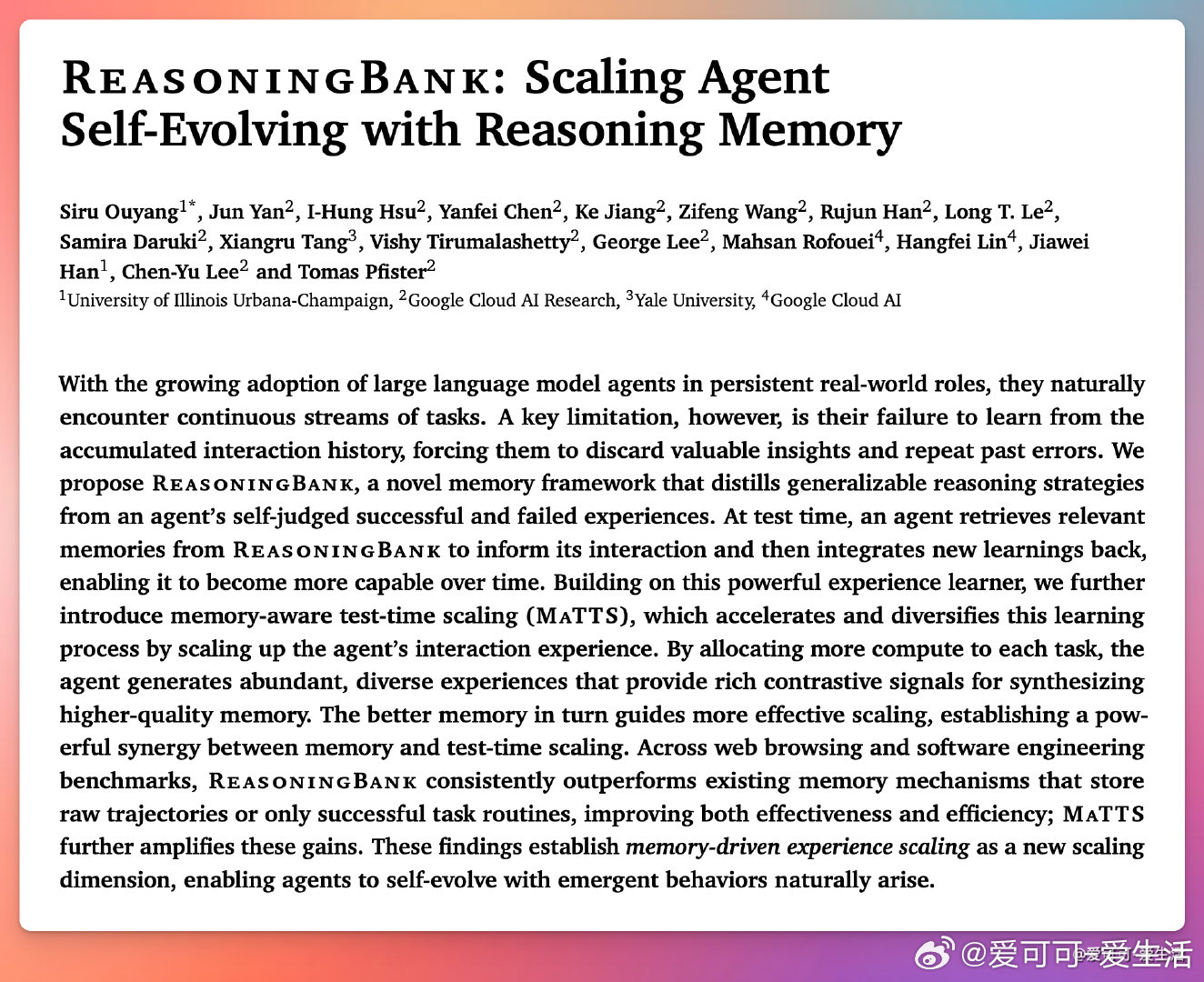 《ReasoningBank: Scaling Agent Self-Evolv