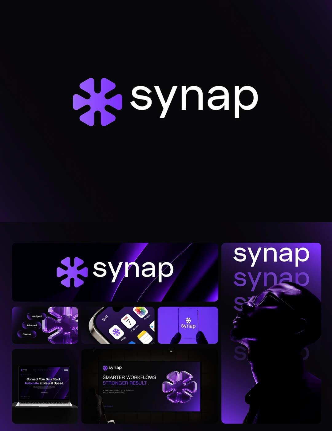 AI 科技品牌 VI｜紫黑极简高级感拉满✨
谁懂啊！这套 Synap 品牌视觉直