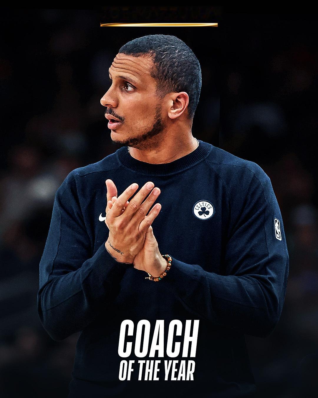 NBA官方公布本赛季最佳教练，凯尔特人主帅马祖拉当选。实至名归。NBA