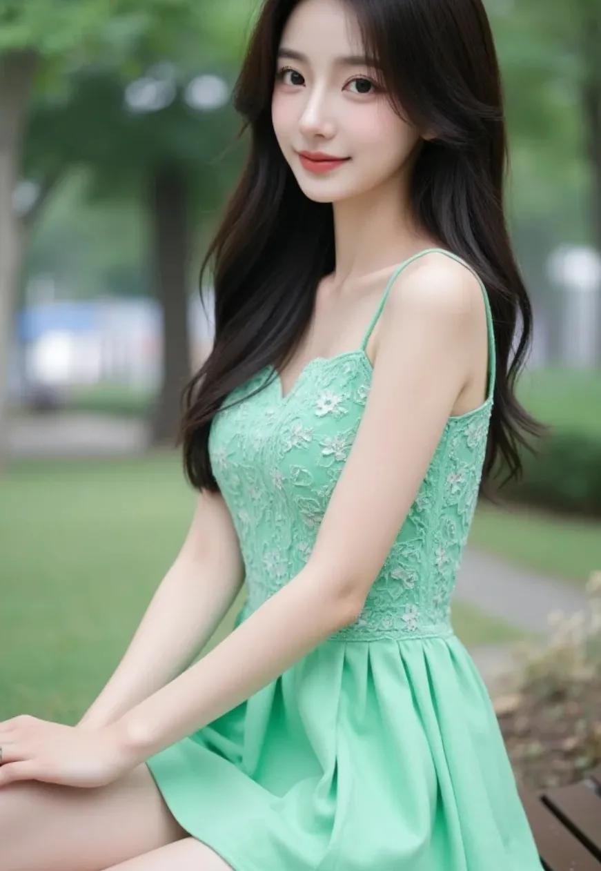 清新甜美，连衣裙优雅动人。
