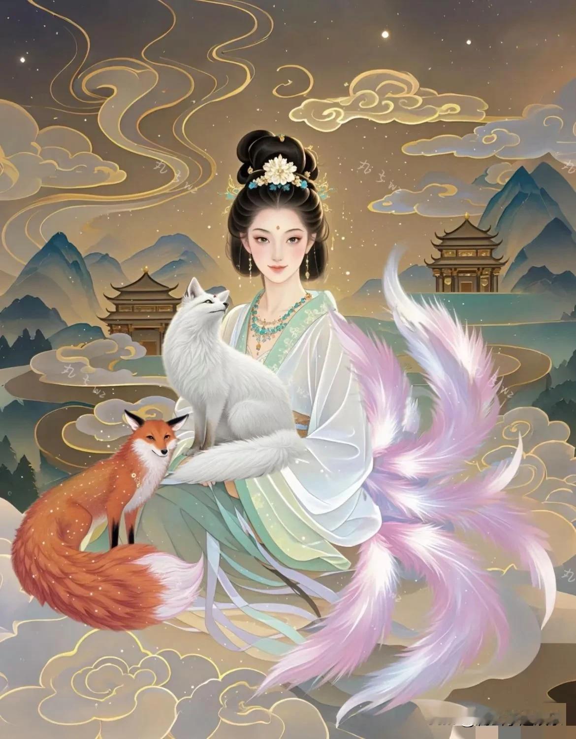 🦊宝子们，被这青丘狐仙公主头像美到失语！

她身姿优雅，一袭华服流光溢彩，绣着