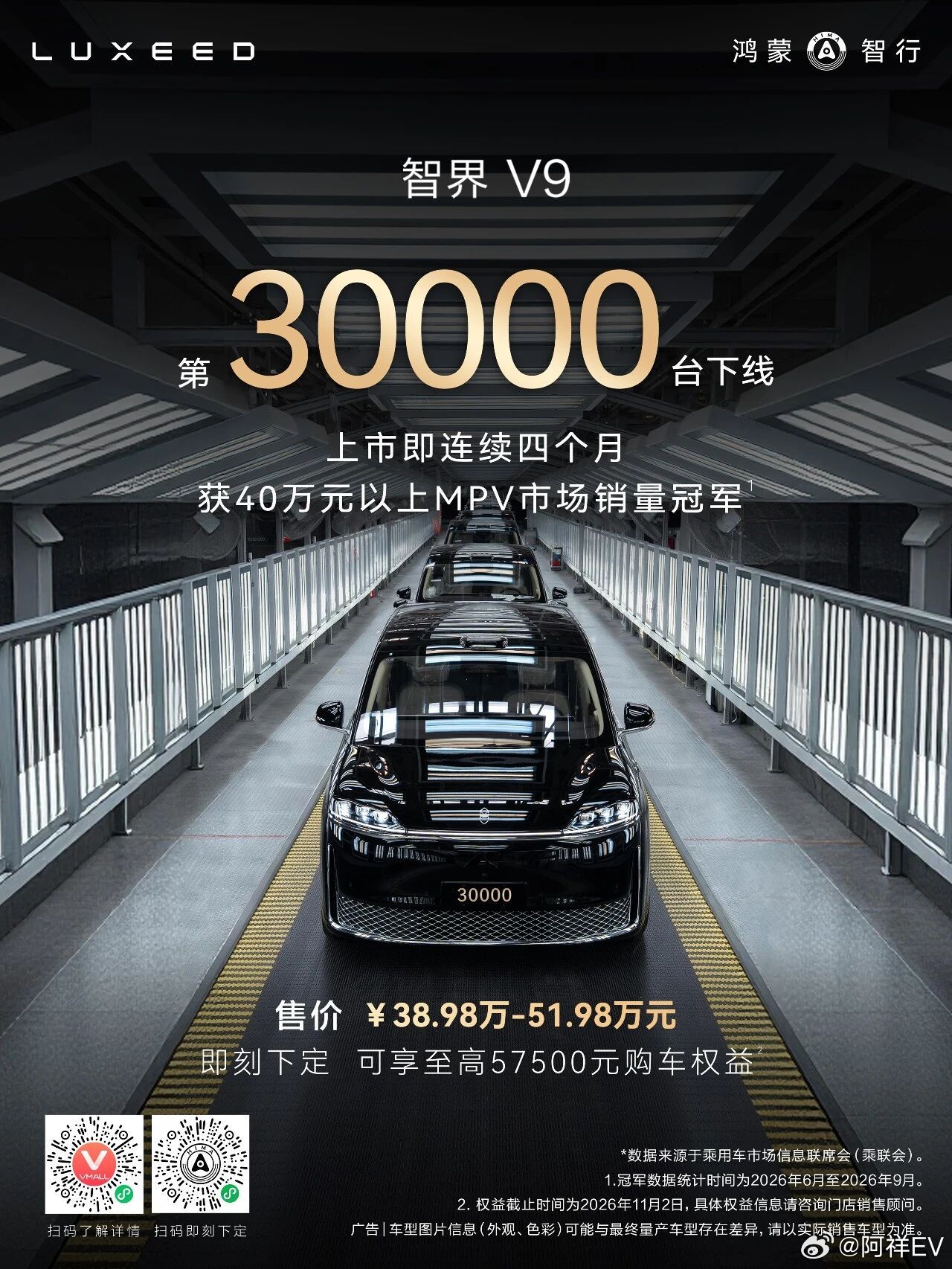 智界V9 第3万台车下线了。 ​​​