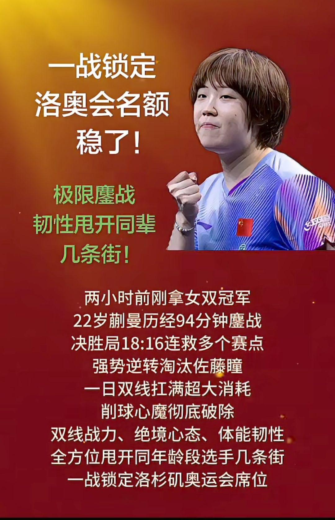 一战锁定
洛奥名额稳了！