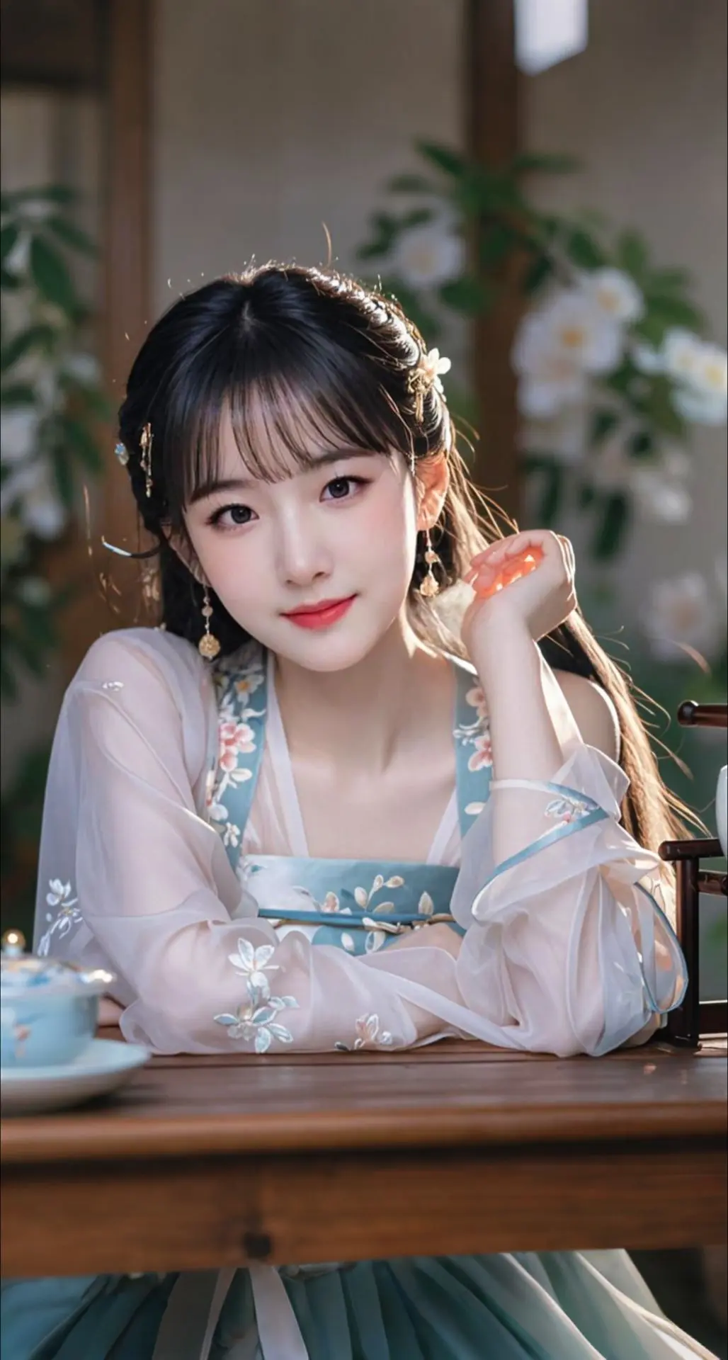 AI扩图 古典少女韵