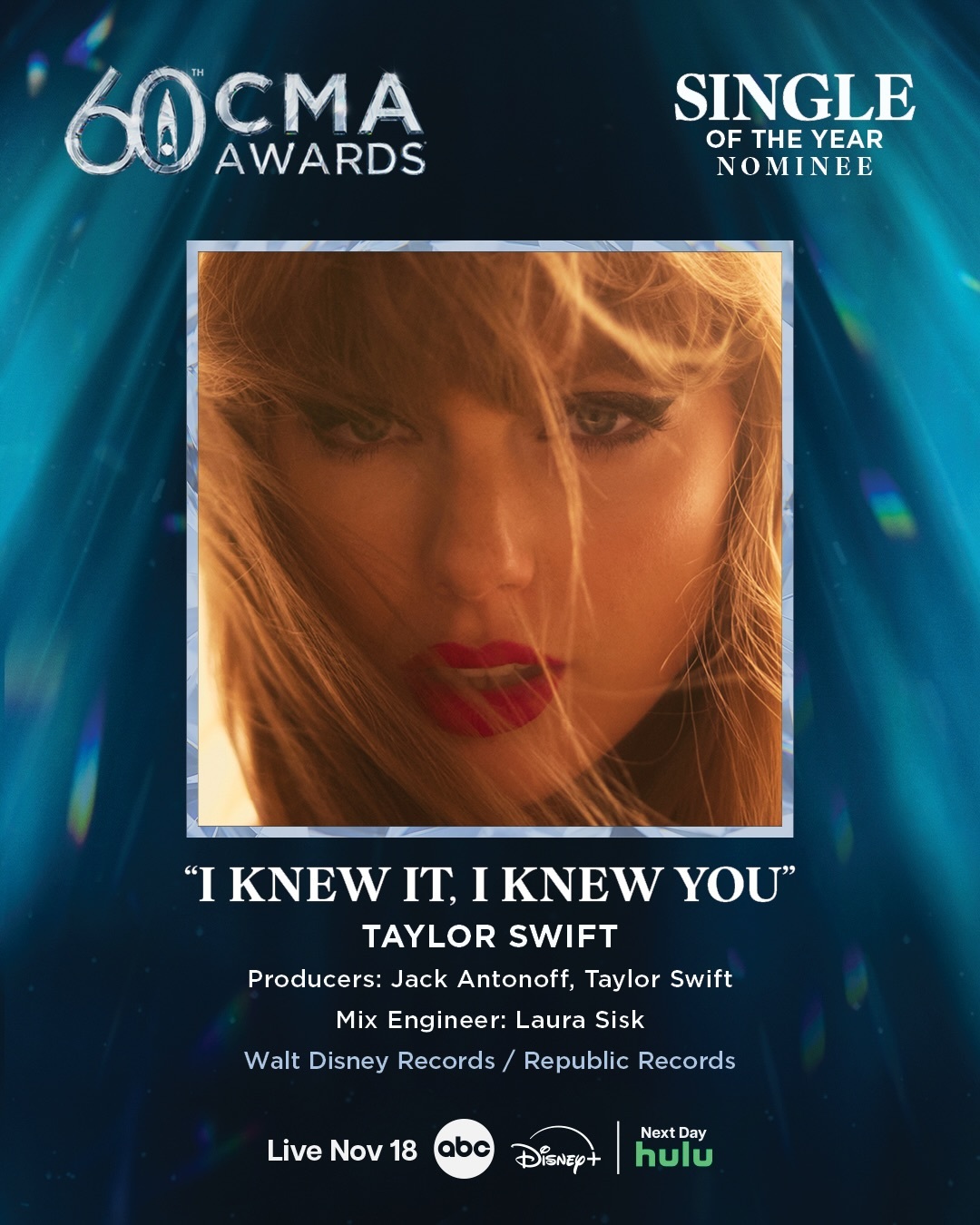 霉霉 Taylor Swift 凭借原创歌曲《I Knew It, I Knew
