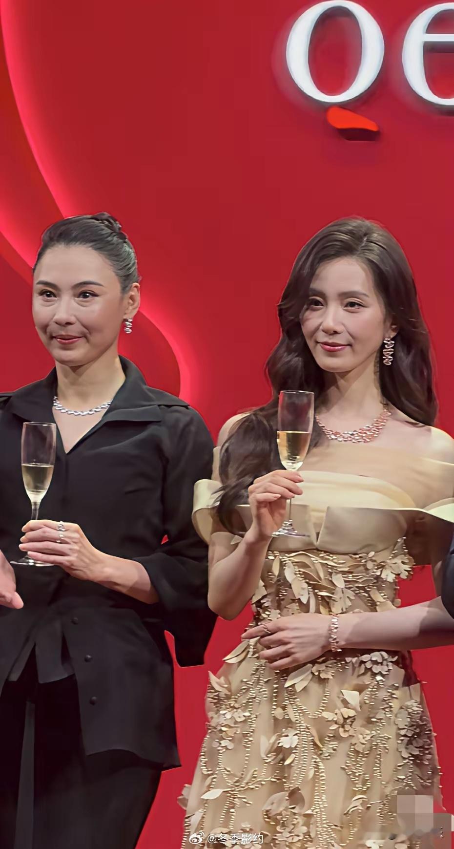张柏芝和刘诗诗同框出席活动，一个医美脸又肿又僵，一个瘦得脱相双眼无神想睡觉。46