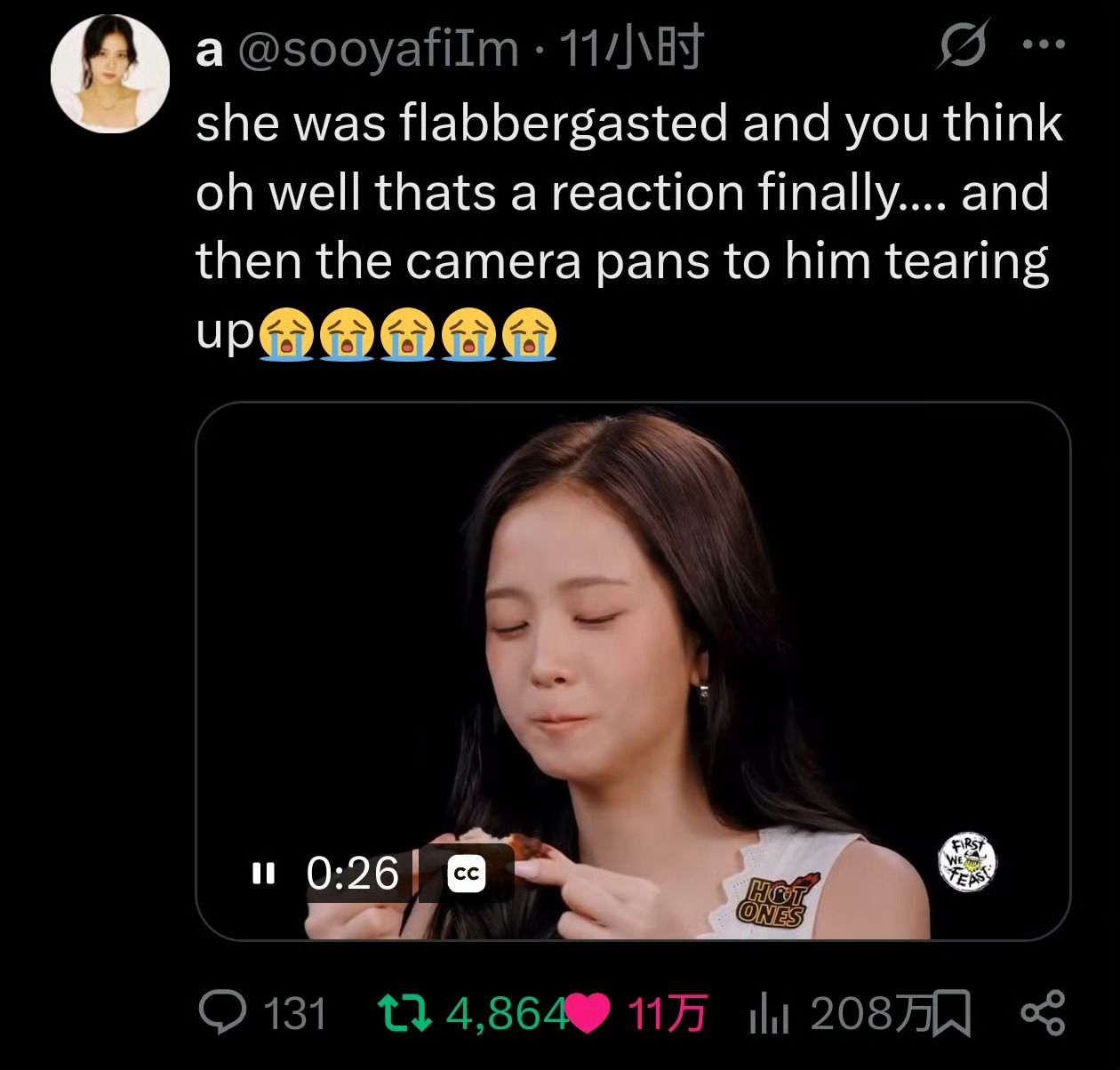 哇靠从小球那里看到的，这条推文11小时就收获了11万点赞，有效参演实锤了，原来大