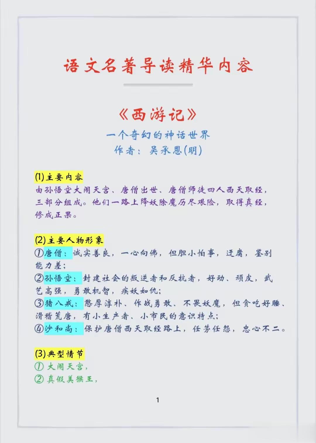 你们想看的名著导读整理好啦各种语文大小考试经常考的名著导读，存起来有空的时候慢慢