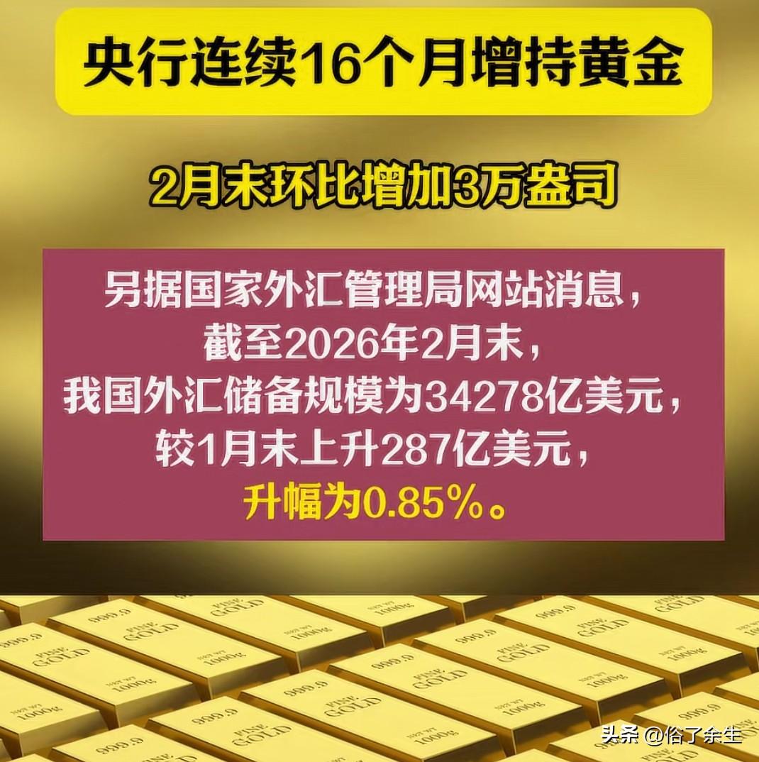 央行连续16个月增持黄金，总储备量持续攀升。在全球经济不确定性增加的背景下，黄金