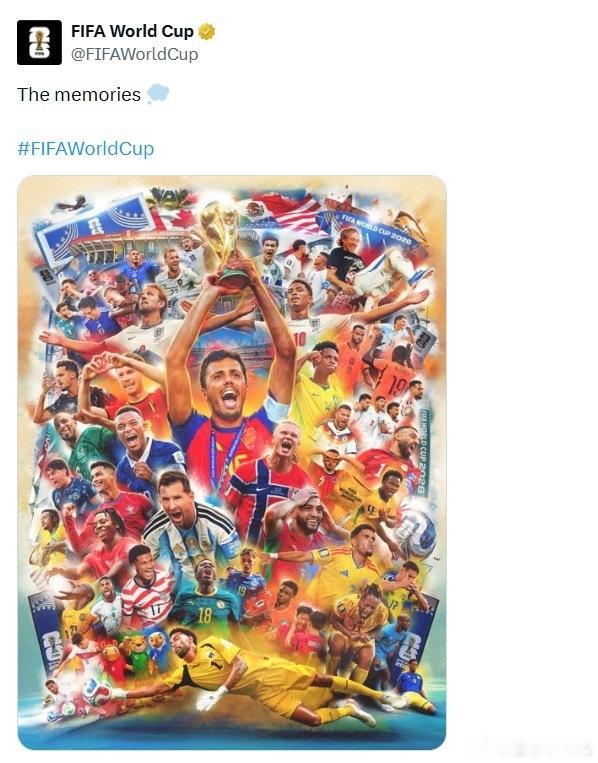 2026美加墨世界杯落幕后，FIFA官方发布赛事总结海报，西班牙队长罗德里高举大