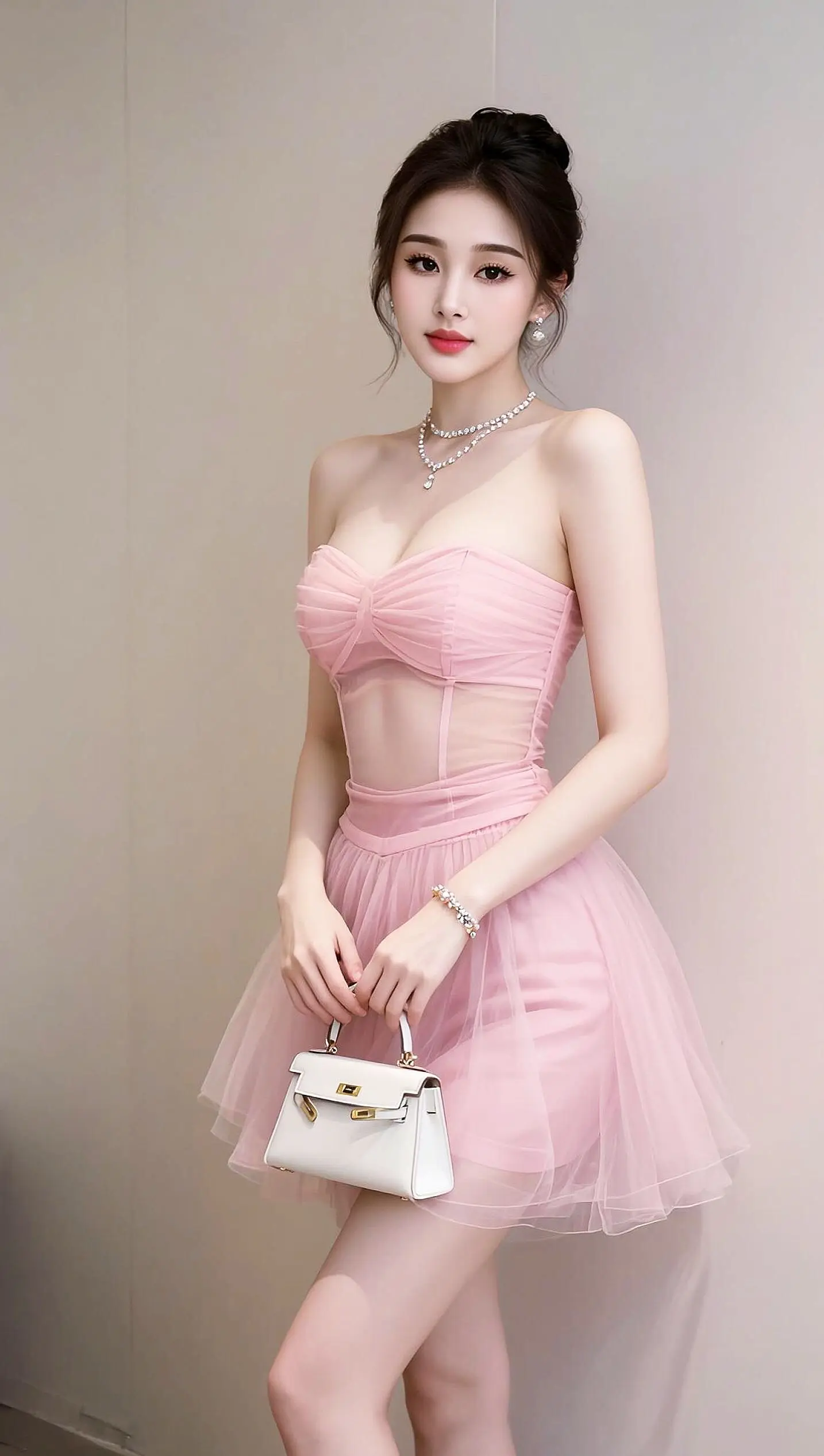 粉裙美型写真 ai创作