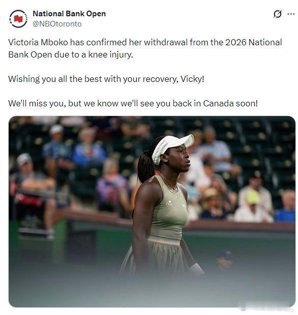 无缘主场卫冕，太遗憾了😭7月8日WTA1000多伦多站官方发布消息，加拿大本土
