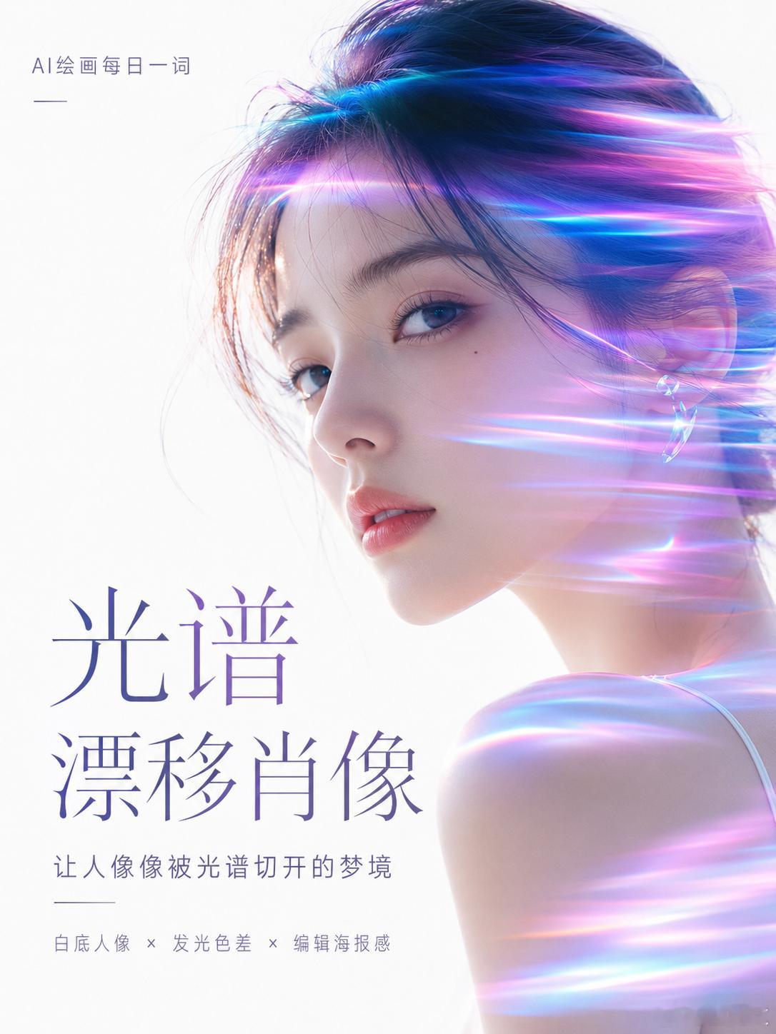 【AI绘画每日一词】光谱漂移肖像如果说很多AI生成的海报效果偏冷、偏硬、偏理性，