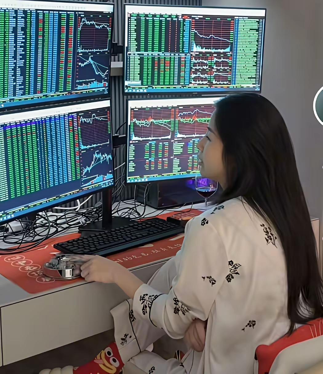 股市都跌成这个样子了，这姑娘还在孜孜不倦的看盘。
有什么好看的？绿油油一片。
换