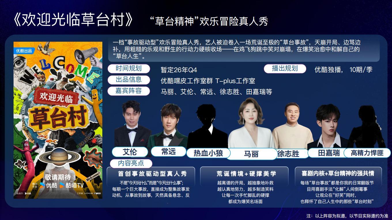 优酷除了Luke还有30个综艺look 说实话，这个综艺片单挺会配的。喜欢真实感