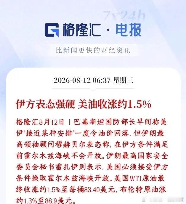 美伊冲突再次转折，国际油价大涨，资本市场又遭血洗地缘消息反转：巴基斯坦传出缓和预