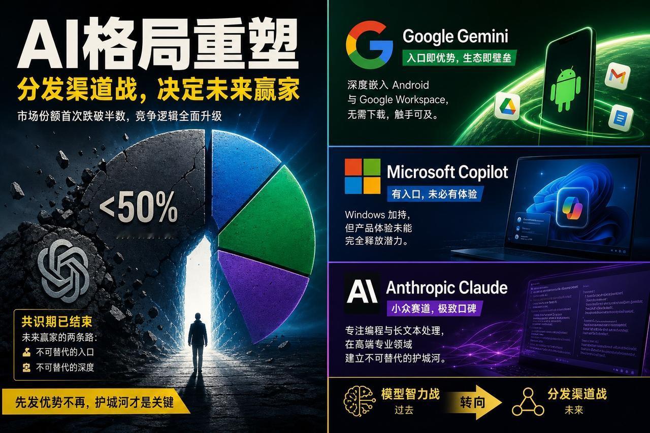 【OpenAI跌破50%：AI霸权的终结，还是生态战的开始？】

OpenAI市