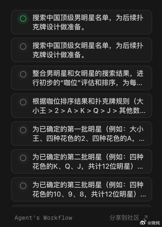Flowith Neo实测：新颖程度大于实用性（个人观点）用“明星扑克牌”的 C