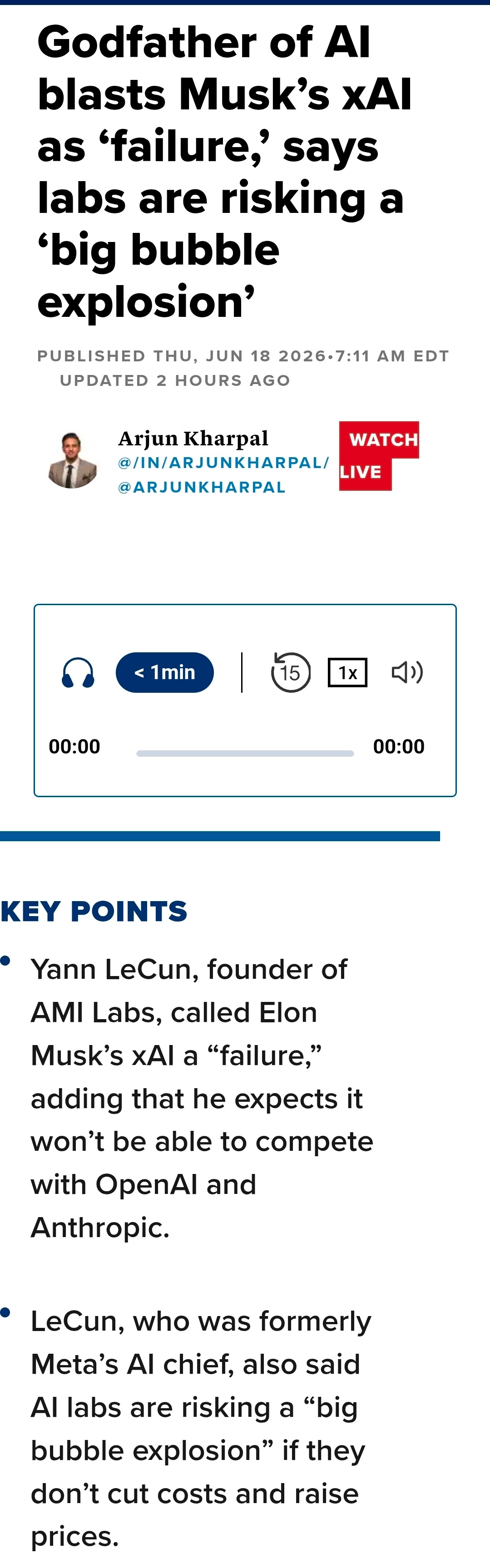 人工智能的教父-AMI Labs的创始人Yann LeCun说马斯克的xAI是“