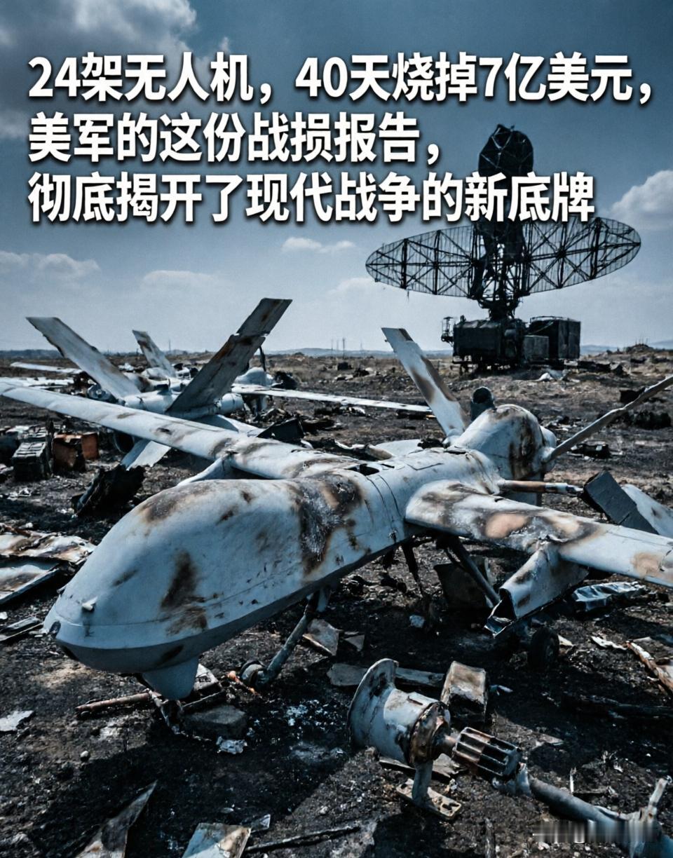 24架无人机，40天烧掉7亿美元，美军的这份战损报告，彻底揭开了现代战争的新底牌