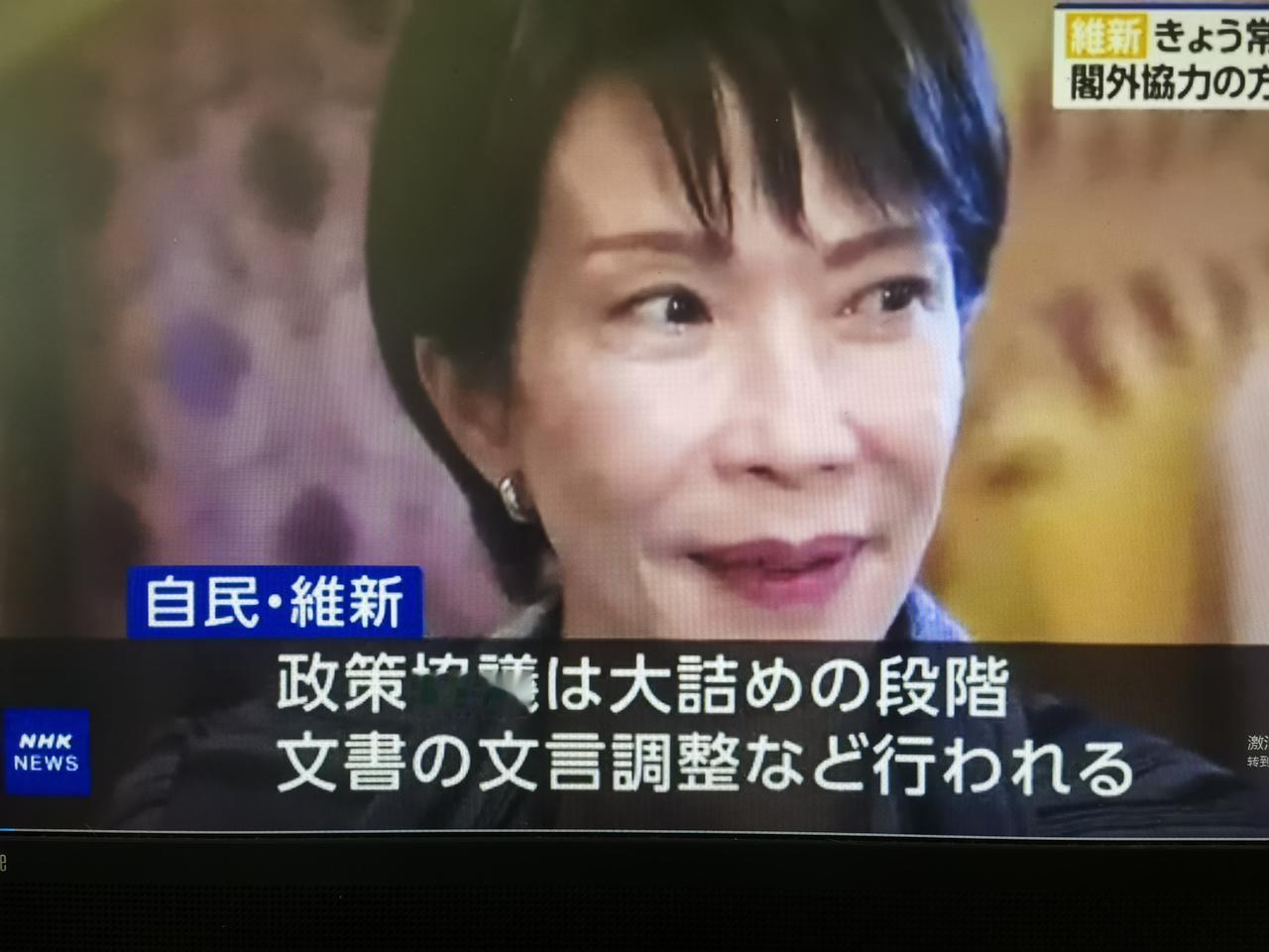 “阁外合作”，日本维新会和日本自民党的“执政联盟”
       据10月19日