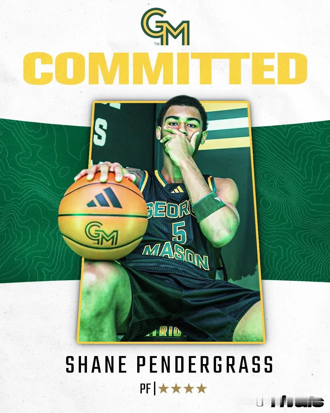 四星前锋Shane Pendergrass宣布承诺NCAA男篮 乔治梅森大学，来