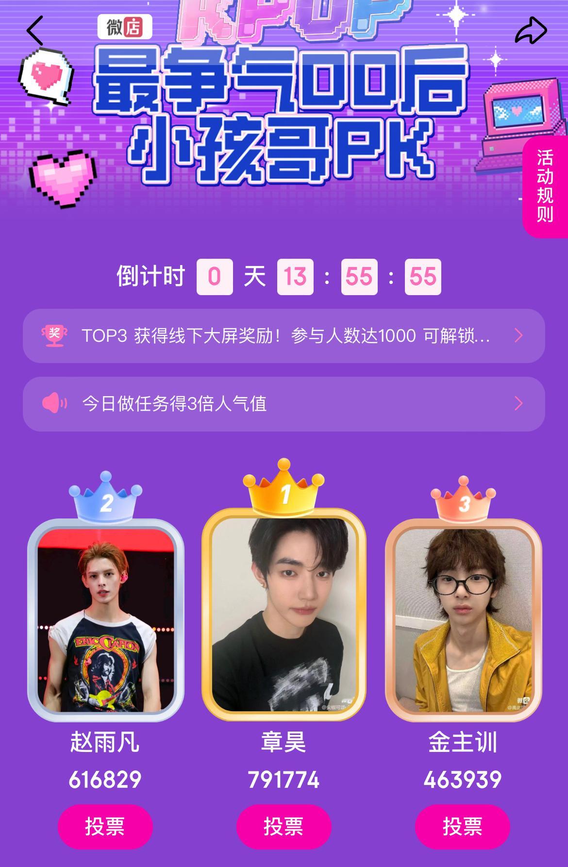 kpop最争气00后小孩哥投票top9章昊 赵雨凡 金主训 安乾镐 马丁将太郎 
