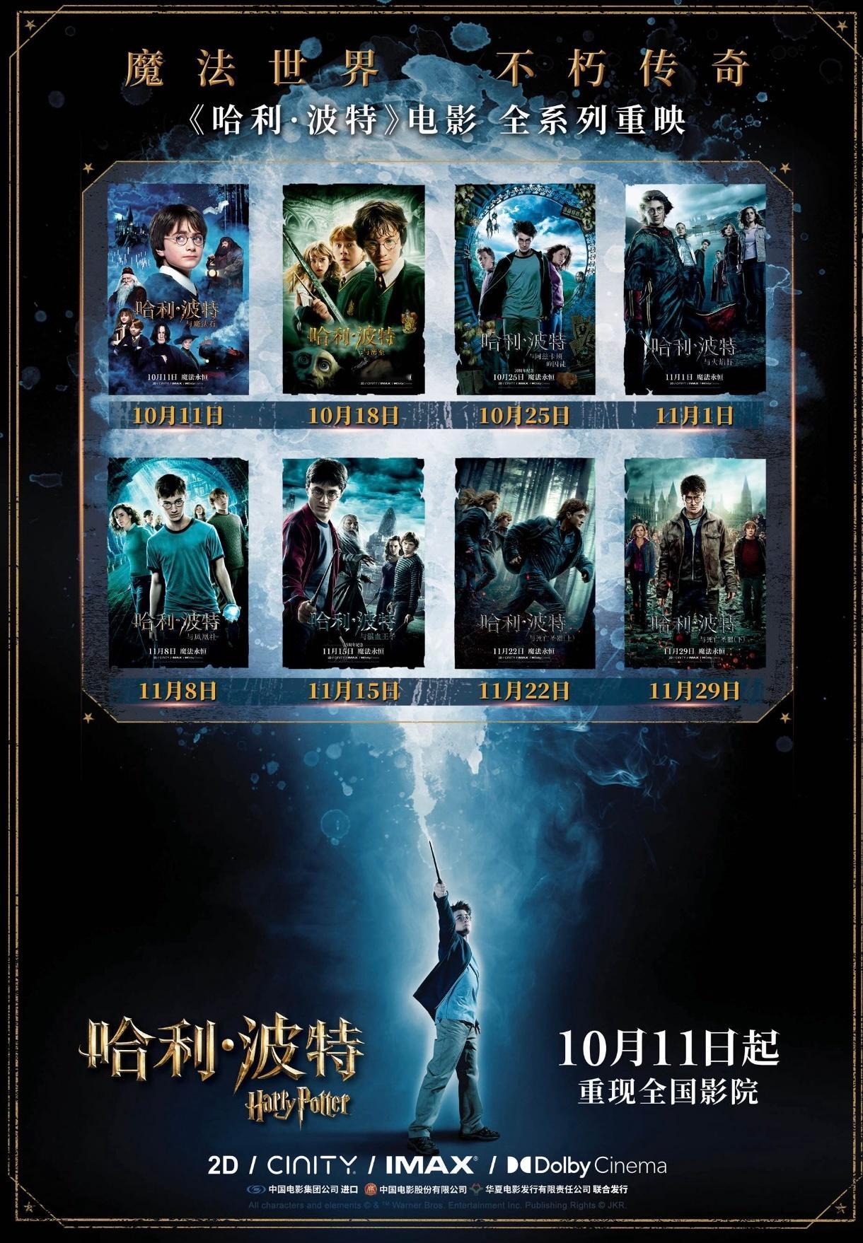 #哈利波特全八部今起内地重映# 今天，《哈利·波特》系列的第一部《哈利·波特与魔