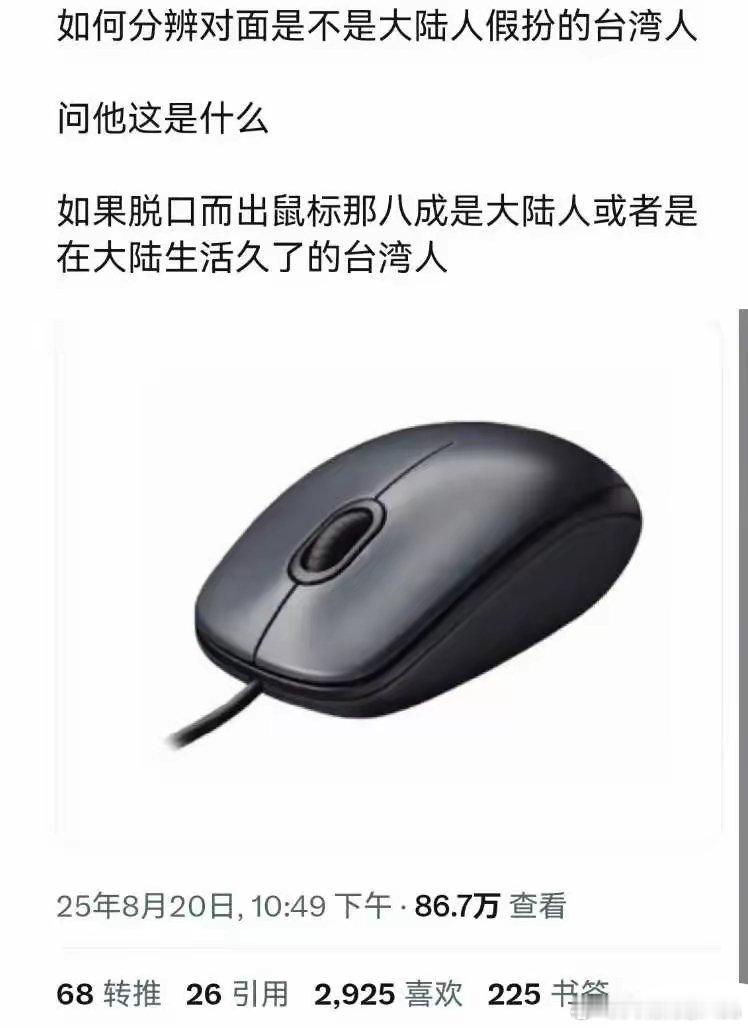 大陆叫鼠标，以眼见为实。 台湾叫滑鼠，以触感为实。还有弯弯的打印机叫印表机，内存