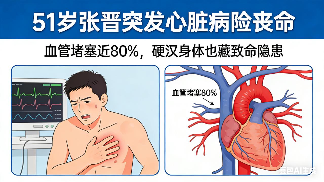 51岁张晋突发心脏病险丧命！血管堵塞近80%，硬汉身体也藏着致命隐患
 
提起张
