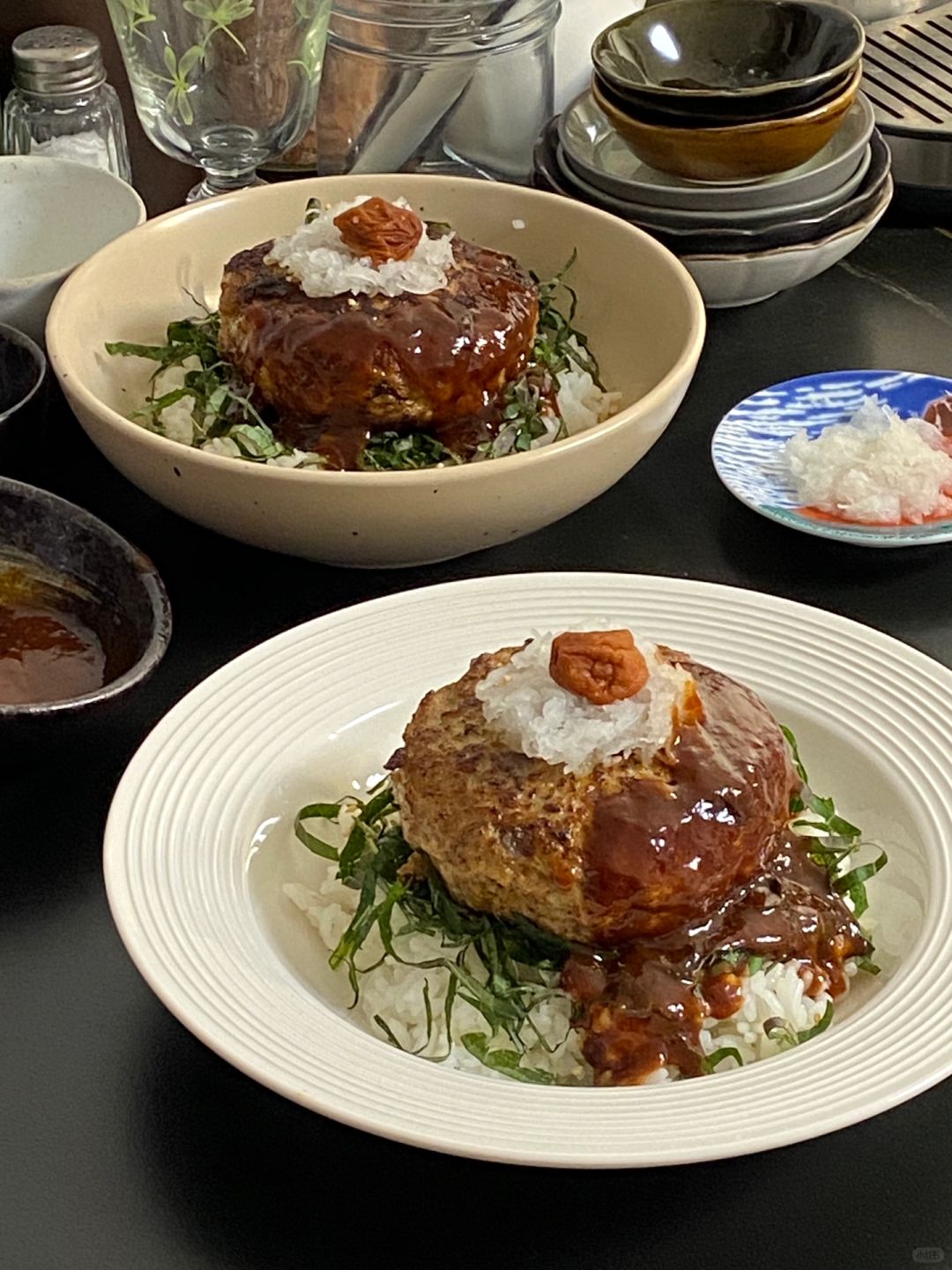 白萝卜泥梅干肉饼盖饭🥢
