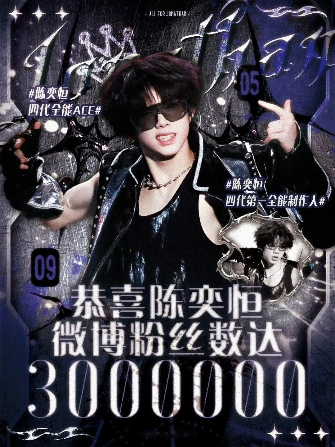 陈奕恒粉丝破三百万了！舞台、创作都在稳步前进，靠实力收获越来越多的喜爱，未来还有