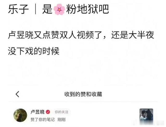 卢昱晓点赞双人视频这也不是第一次点赞双人视频了也不是第一次因为这事被说，每次都这