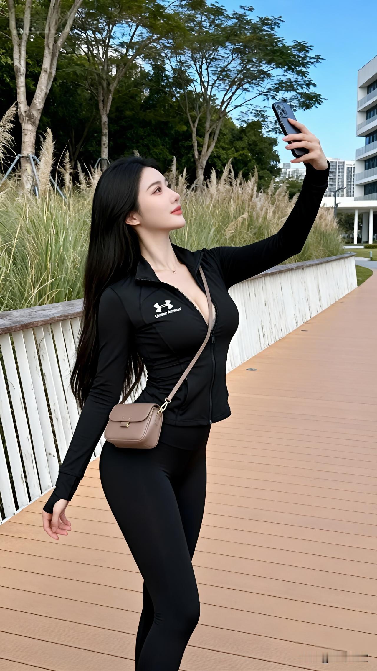 穿这身去公园散步，被路过的大妈指着说"现在的小姑娘真敢穿"

刚在绿道自拍，身后