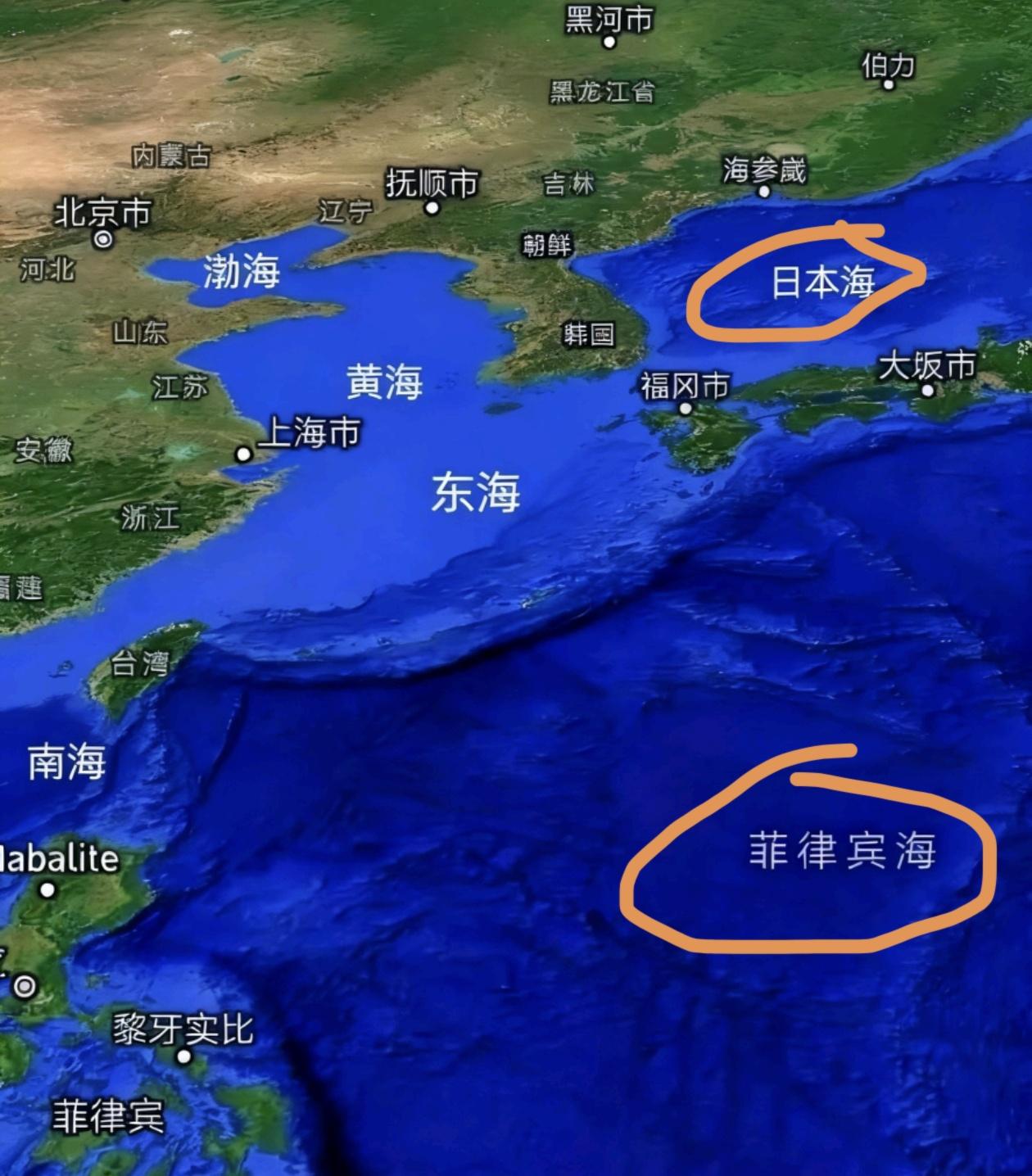 日本有日本海，菲律宾有菲律宾海，为什么没有一个中国海？

今天对着地图发愣，他俩