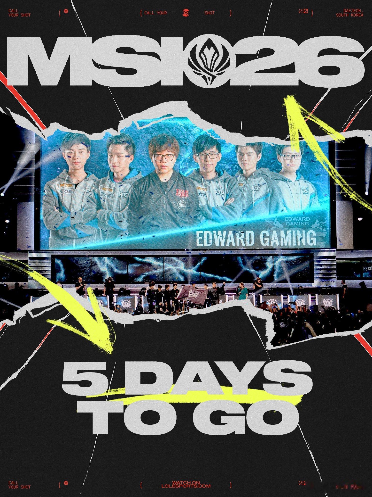 官方发布了2026MSI倒计时5️⃣天的海报海报上是首届MSI冠军——15EDG