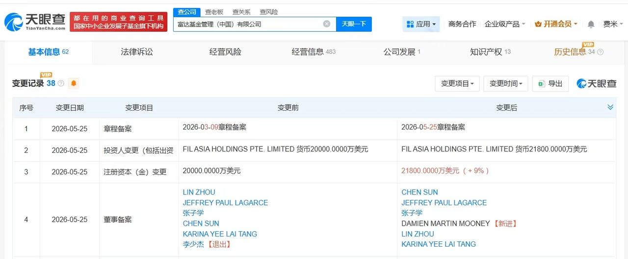 【富达基金中国公司增资至2.18亿美元 富达基金中国公司换帅 李少杰卸任富达基金