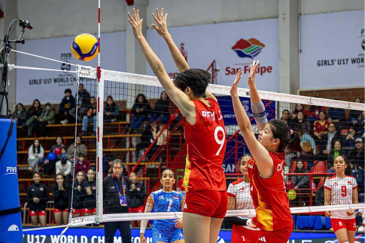 中国U17女排2-0突尼斯女排（世锦赛）第二局技术统计总得分：25-10进攻：1