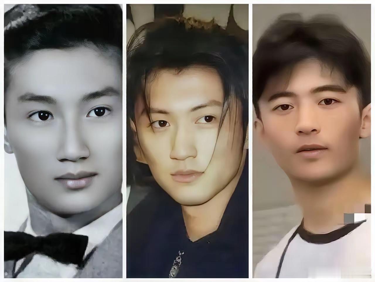 一家三代，哪个最帅？注意看眉形，谢贤眉梢高挑，眼带桃花，显示出年少轻狂，春风得意