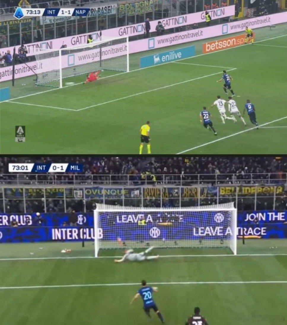 恰球王加盟国米后2次罚丢点球 都发生在比赛的第73分钟 两次都很伤