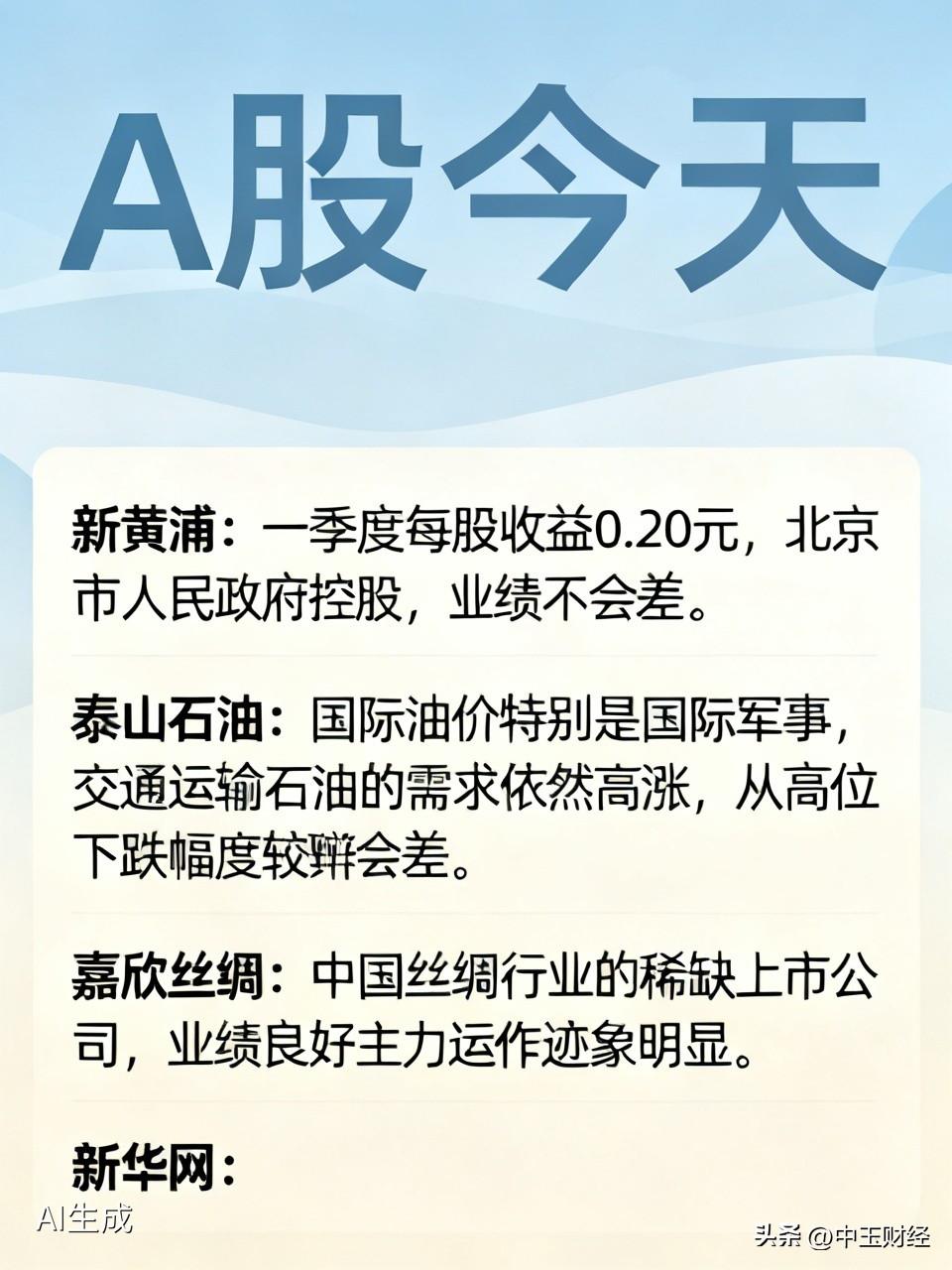【A股今天】上周，老李买了六只股票，他还讲出了买这些股票的理由，配合中报即将来临