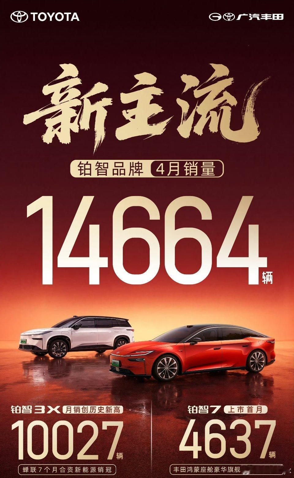 广汽丰田铂智品牌4月销量14664台之前看过朋友实拍的铂智7，整体产品力确实能打